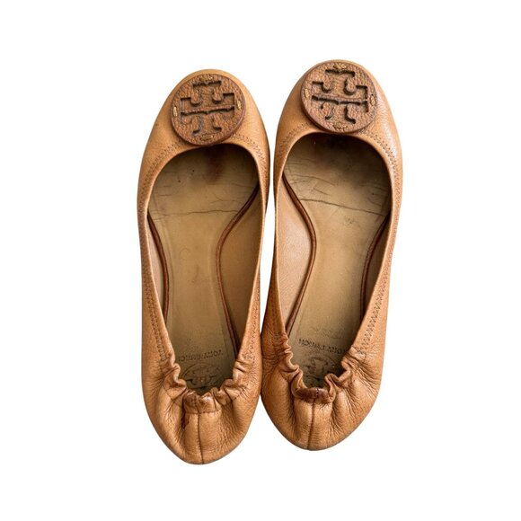 TORY BURCH Tan Leather Reva Ballet Flats size 10.5 - Picture 4 of 9